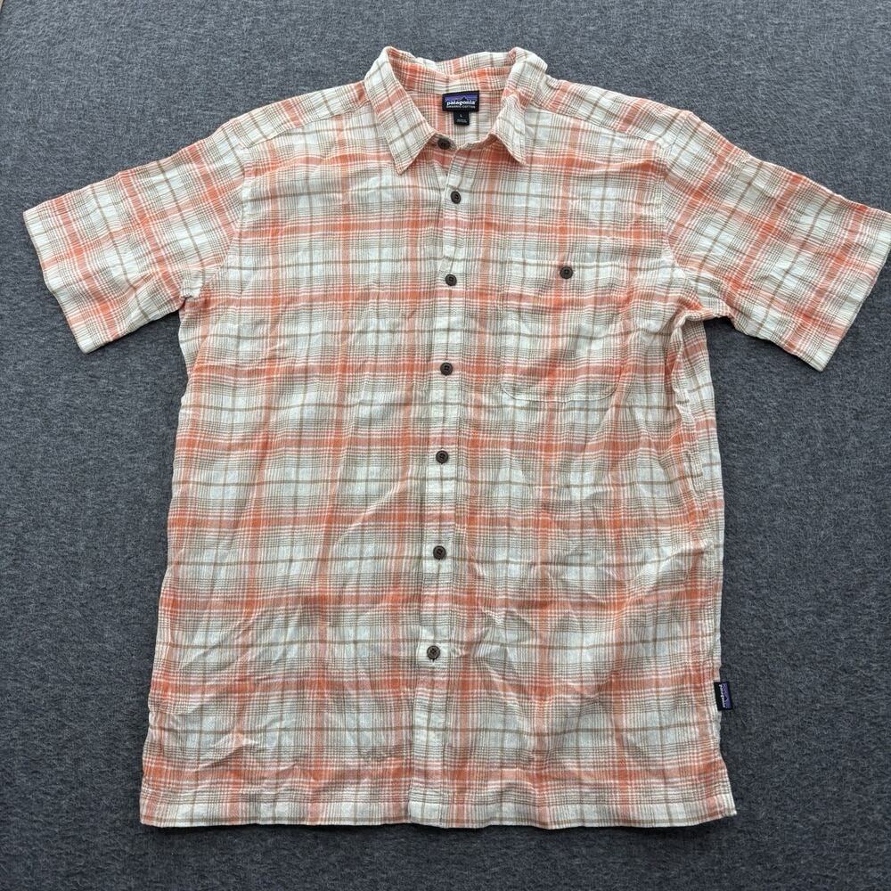 Patagonia Shirt Mens Large Plaid Short Sleeve Button Up Organic Cotton Hiking